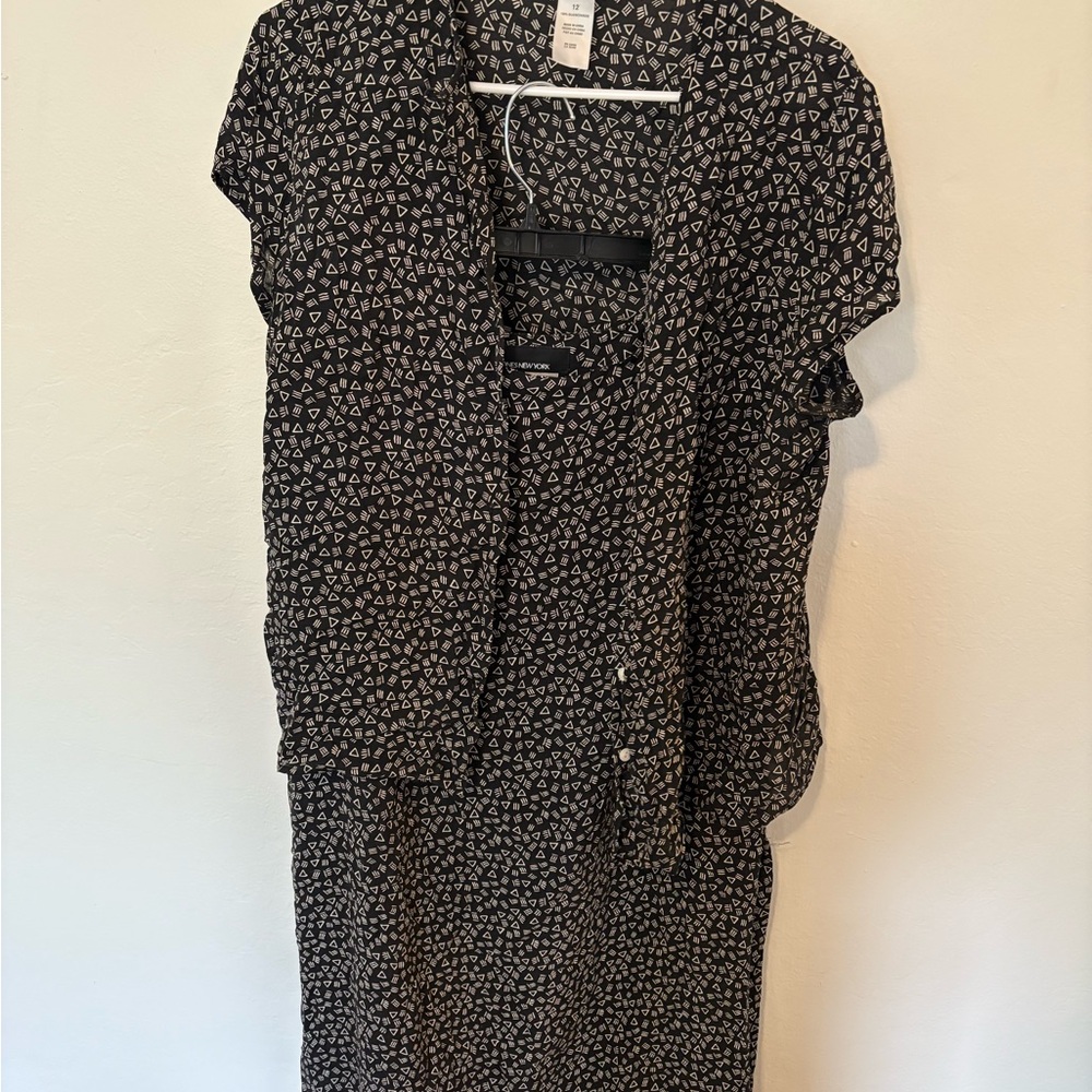 Vintage Jones New York Black and White Skirt + Shirt set